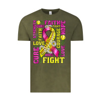 Vintage Olive breast cancer softball ribbon love cure fight bbs Vintage Tee - BundleAndBundleShop