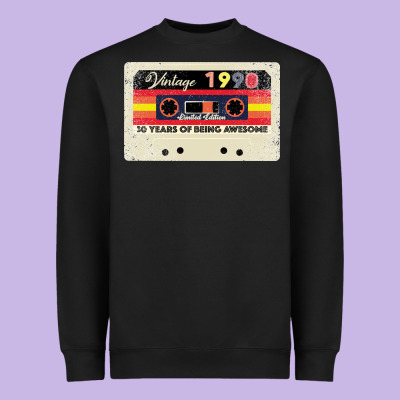 30th Birthday 30 Years 1990 Retro Tape Cassette Heavyweight Sweatshirt Designed By Bettercallsaul