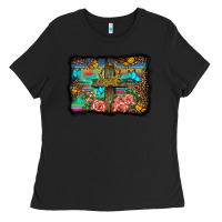 Black wooden cross background Ladies Tee - BarkalooDesign