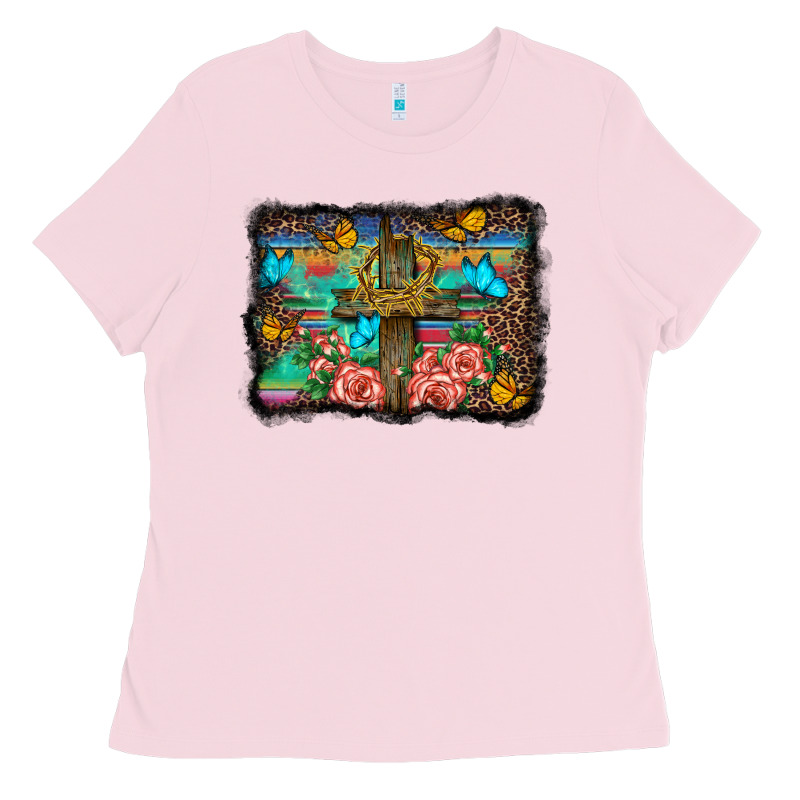 Wooden Cross Background Ladies Tee by BarkalooDesign | Teevron