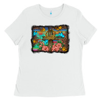 White wooden cross background Ladies Tee - BarkalooDesign