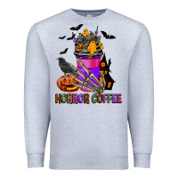 Heather Grey Horror Coffee Premium Sweatshirt - FaDigitalArtStudio