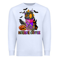 White Horror Coffee Premium Sweatshirt - FaDigitalArtStudio