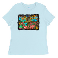 Baby Blue wooden cross background Ladies Tee - BarkalooDesign