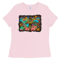 Bubblegum Pink wooden cross background Ladies Tee - BarkalooDesign