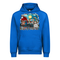 Cobalt Happy Easter Urban Hoodie - CowhideDigitalArt