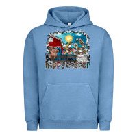 Pigment Pebble Blue Happy Easter Urban Hoodie - CowhideDigitalArt
