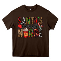 Chocolate Brown santa's favorite nurse Heavy Core Tee - Jasminsmagicworld