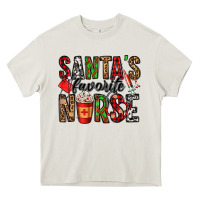 Cream santa's favorite nurse Heavy Core Tee - Jasminsmagicworld