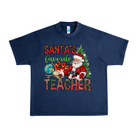 Navy Santa's Favorite Teacher Urban Heavy Tee - BundleAndBundleShop