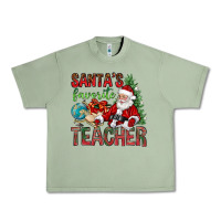 Oil Green Santa's Favorite Teacher Urban Heavy Tee - BundleAndBundleShop