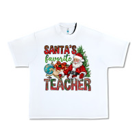 White Santa's Favorite Teacher Urban Heavy Tee - BundleAndBundleShop