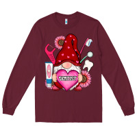 Burgundy valentines day dentist gnome Long Sleeve Tee - RanaPortraitStore
