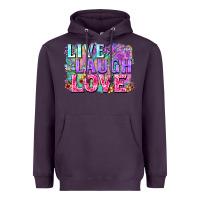 Plum Live laugh love hippie Valentine's Day Heavyweight Hoodie - FaDigitalArtStudio