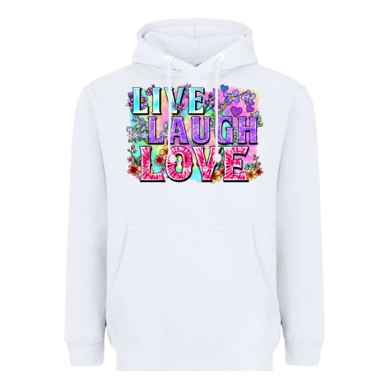 Live Laugh Love Hippie Valentine's Day Heavyweight Hoodie by FaDigitalArtStudio | Teevron