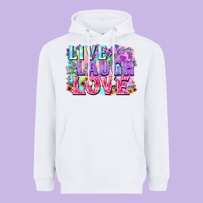 Live Laugh Love Hippie Valentine's Day Heavyweight Hoodie Designed By Fadigitalartstudio