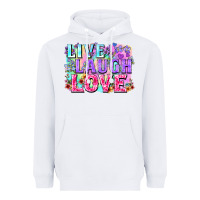 White Live laugh love hippie Valentine's Day Heavyweight Hoodie - FaDigitalArtStudio