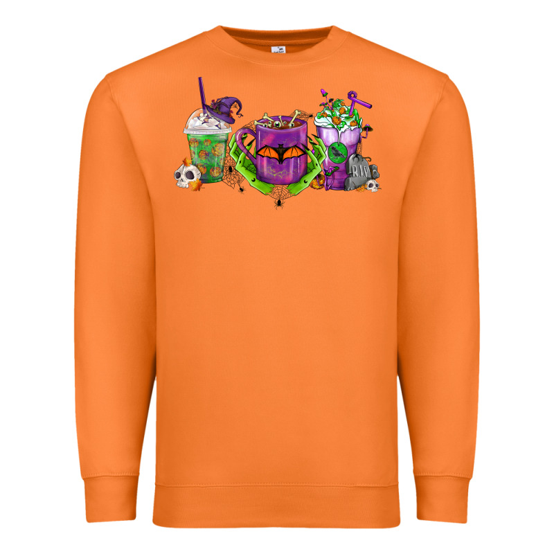 Halloween Coffee Cups Premium Sweatshirt by FaDigitalArtStudio | Teevron
