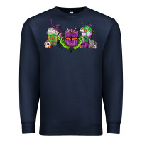 Navy Halloween Coffee Cups Premium Sweatshirt - FaDigitalArtStudio