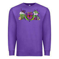 Purple Halloween Coffee Cups Premium Sweatshirt - FaDigitalArtStudio