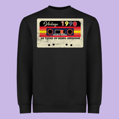 Vintage 1990 60th Birthday Cassette 30 Years Old 60 Years Heavyweight Sweatshirt Designed By Bettercallsaul