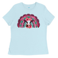 Baby Blue valentines day pink gemstones baby calf rainbow Ladies Tee - Jasminsmagicworld