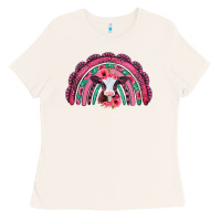 Bone valentines day pink gemstones baby calf rainbow Ladies Tee - Jasminsmagicworld