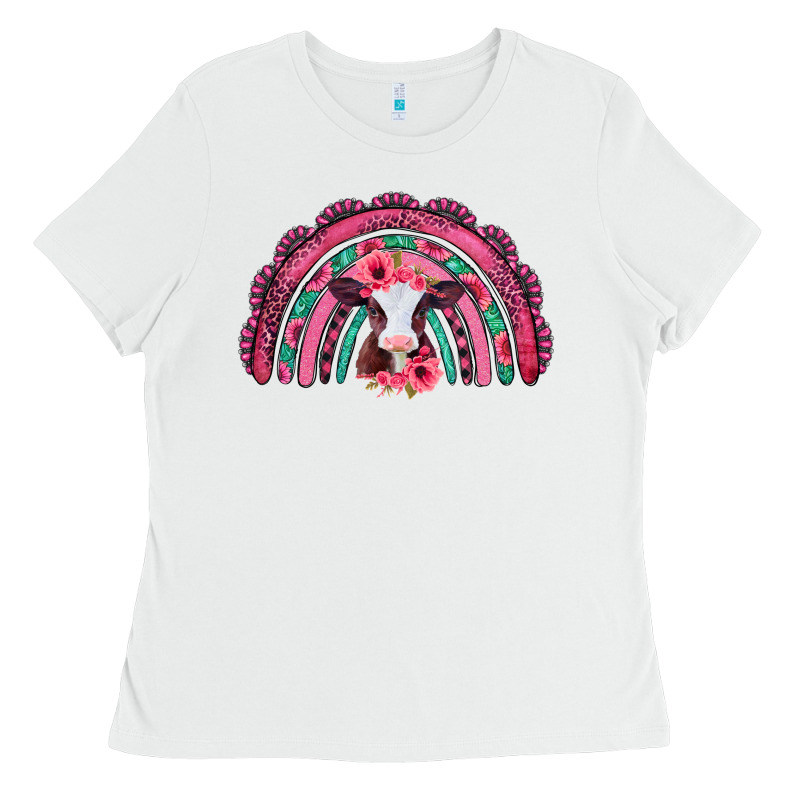 Valentines Day Pink Gemstones Baby Calf Rainbow Ladies Tee by Jasminsmagicworld | Teevron