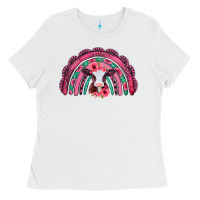 White valentines day pink gemstones baby calf rainbow Ladies Tee - Jasminsmagicworld