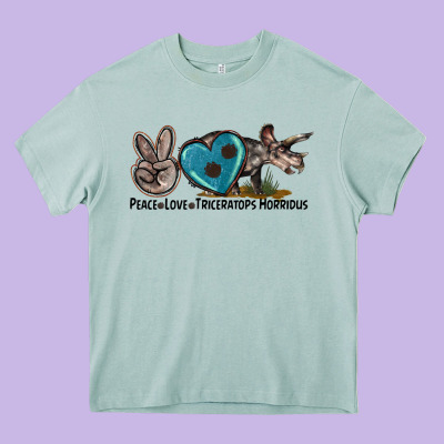 Peace Love Triceratops Horridus Heavy Core Tee Designed By Lillyallendesigns