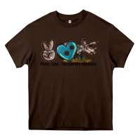 Chocolate Brown peace love triceratops horridus Heavy Core Tee - LillyAllenDesigns