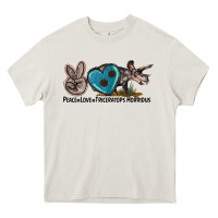 Cream peace love triceratops horridus Heavy Core Tee - LillyAllenDesigns