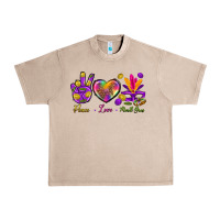 French Oak Peace Love Mardi Gras Urban Heavy Tee - BundleAndBundleShop