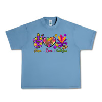Pebble Blue Peace Love Mardi Gras Urban Heavy Tee - BundleAndBundleShop