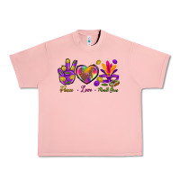 Salmon Peace Love Mardi Gras Urban Heavy Tee - BundleAndBundleShop