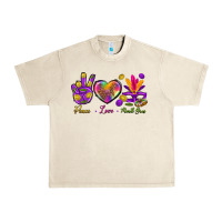Sandshell Peace Love Mardi Gras Urban Heavy Tee - BundleAndBundleShop