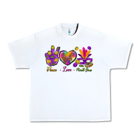 White Peace Love Mardi Gras Urban Heavy Tee - BundleAndBundleShop