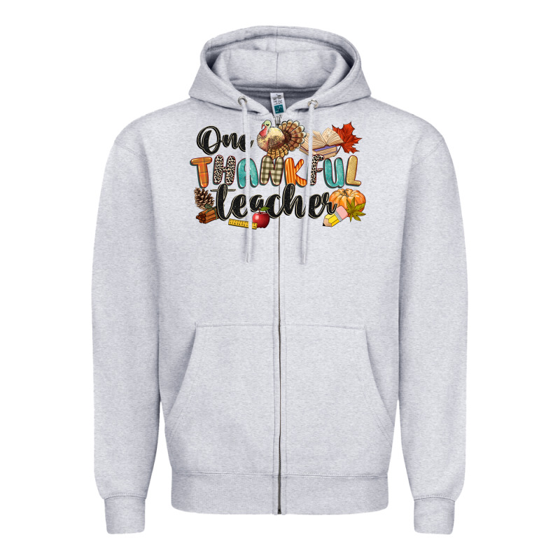 One Thankful Teacher Zipper Hoodie by CowGirlArtShop | Teevron
