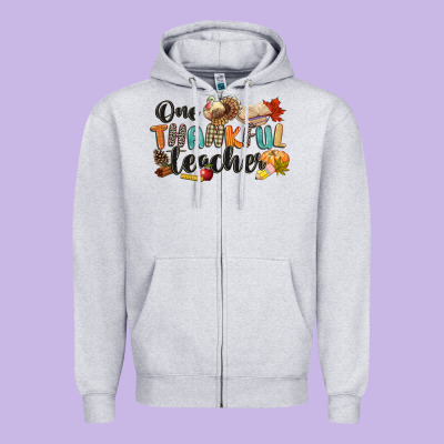 One Thankful Teacher Zipper Hoodie Designed By Cowgirlartshop