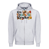 Heather Grey one thankful teacher Zipper Hoodie - CowGirlArtShop