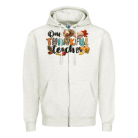 Oatmeal Heather one thankful teacher Zipper Hoodie - CowGirlArtShop