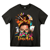 Art Teacher Messy Bun Heavy Core Tee | Teevron