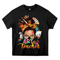 Black art teacher messy bun Heavy Core Tee - NancyCooperArtShop