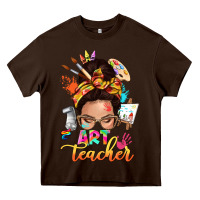 Chocolate Brown art teacher messy bun Heavy Core Tee - NancyCooperArtShop