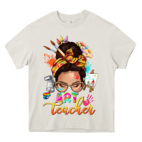 Cream art teacher messy bun Heavy Core Tee - NancyCooperArtShop