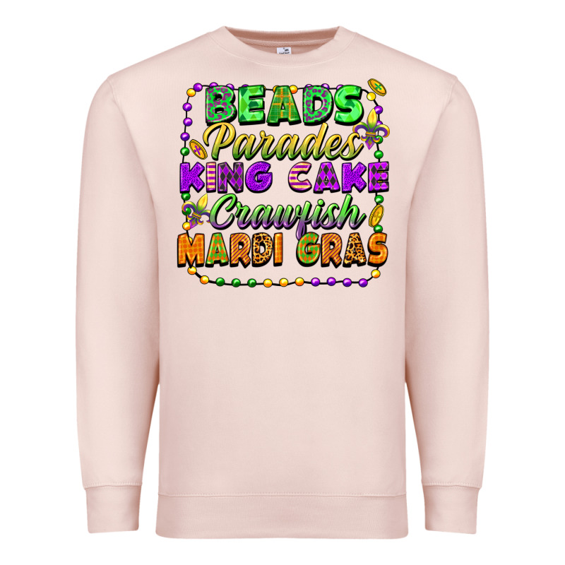 Beads Parades King Cake Crawfish Mardi Gras Premium Sweatshirt by FaDigitalArtStudio | Teevron
