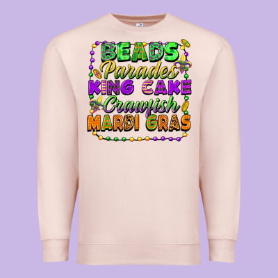 Beads Parades King Cake Crawfish Mardi Gras Premium Sweatshirt Designed By Fadigitalartstudio