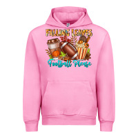 Fuchsia Pink Falling Leaves Football Please Urban Hoodie - CowhideDigitalArt