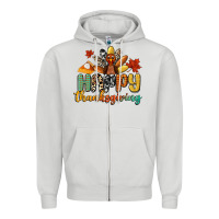 Dove Grey happy thanksgiving Zipper Hoodie - CowGirlArtShop