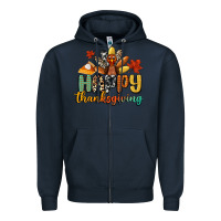 Navy happy thanksgiving Zipper Hoodie - CowGirlArtShop